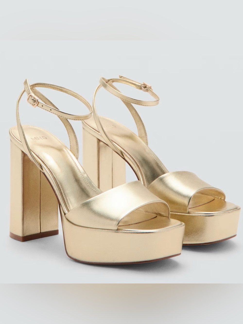 Mango Metallic-Effect Heeled Sandals